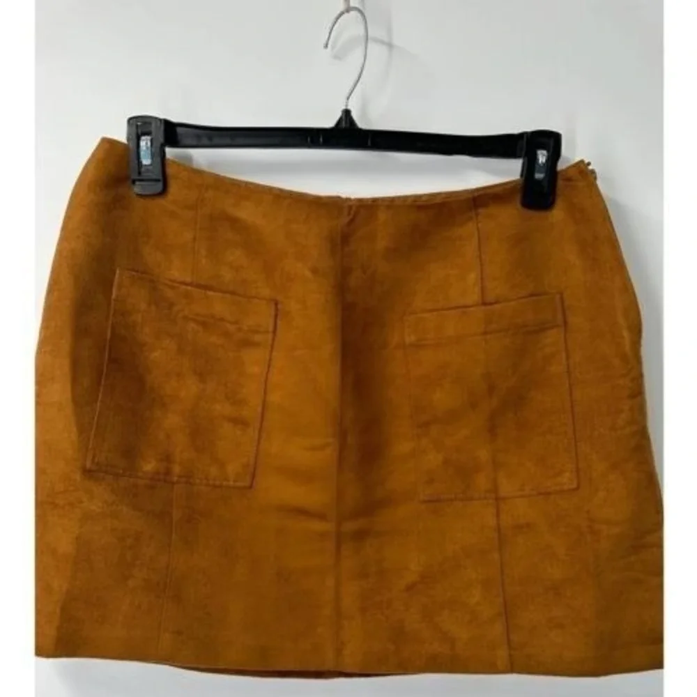 Old Navy Mini Skirt Copper Faux Suede A Line Size 8 Boho Western Casual Cocktail